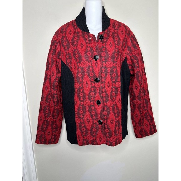 Pendleton Red‎ and Black Wool Southwest Cardigan Jacket~ 1X - Picture 1 of 7